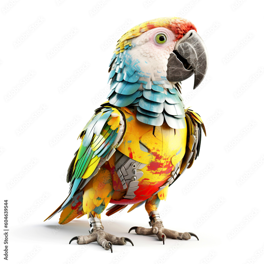 Obraz premium parrot robot on a white background, generative AI