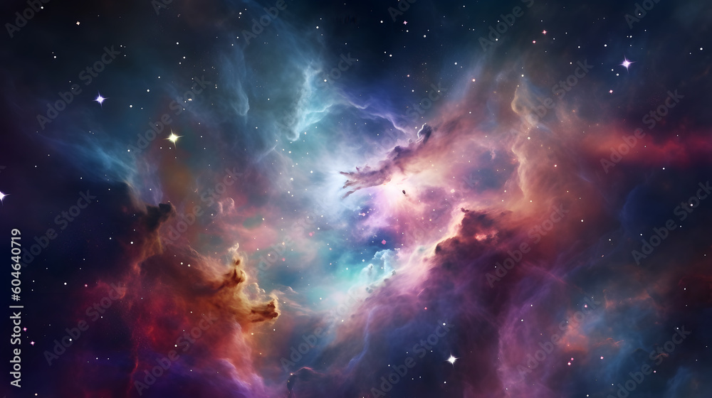 Fototapeta premium Nebula and galaxies in space. Abstract cosmos background