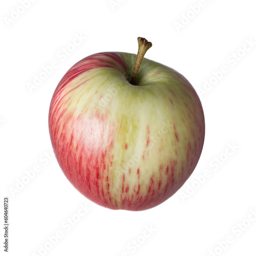 single isolated raw red green apple on transparent background, generative AI
