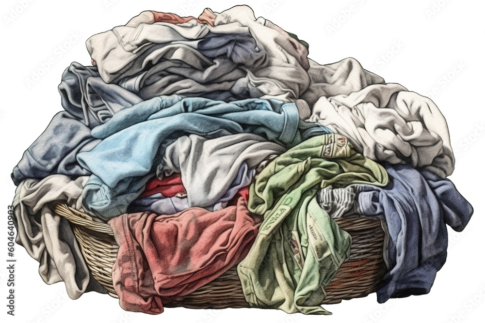 dirty laundry isolated on white background. Generated by AI.