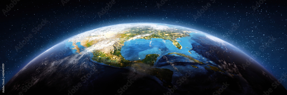 Caribbean sea space drone view