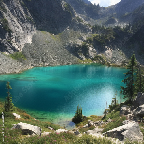 lake in the mountains created via Generativ AI