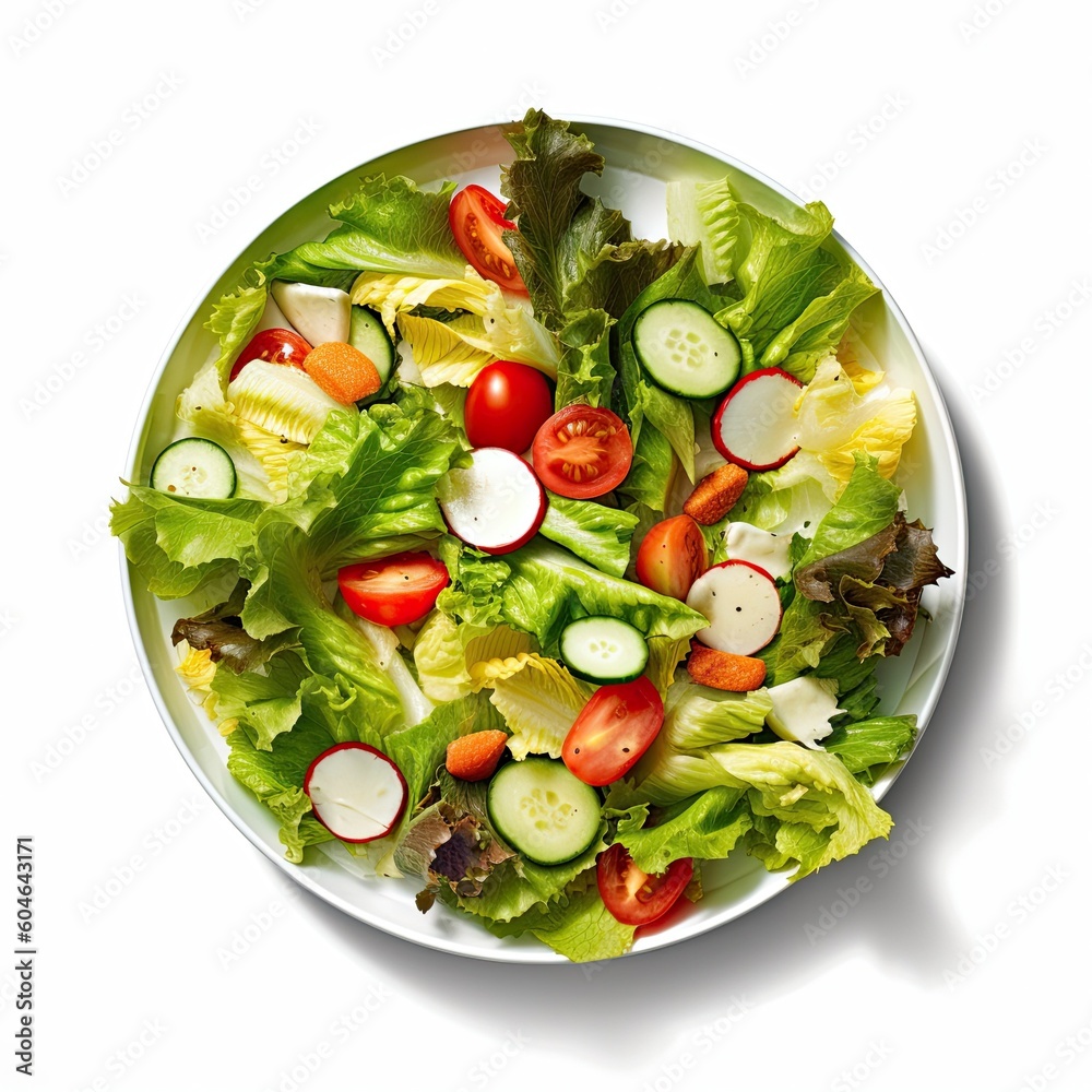 Delicious Bowl of Salad on a White Background Generative AI