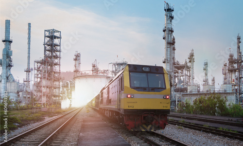 A cargo train leaves a petroleum refining plant at a cargo terminal at the port.