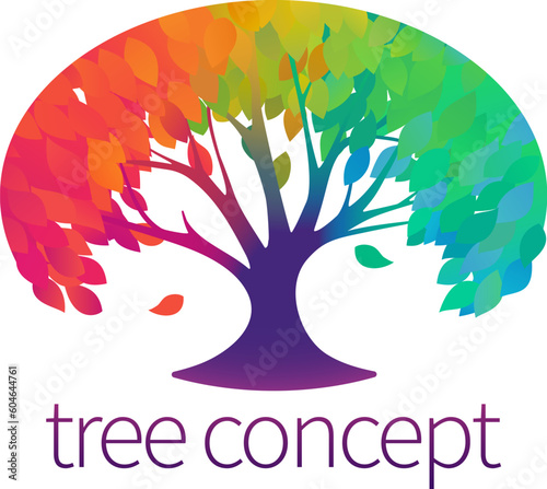 A rainbow tree abstract stylised mutli color concept design icon