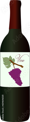 illustrated bottle of wine clipart