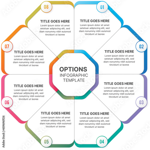 Circle Round Business Infographic Design Template with 8 Options