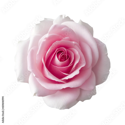 single isolated pink white rose on transparent background  generative AI