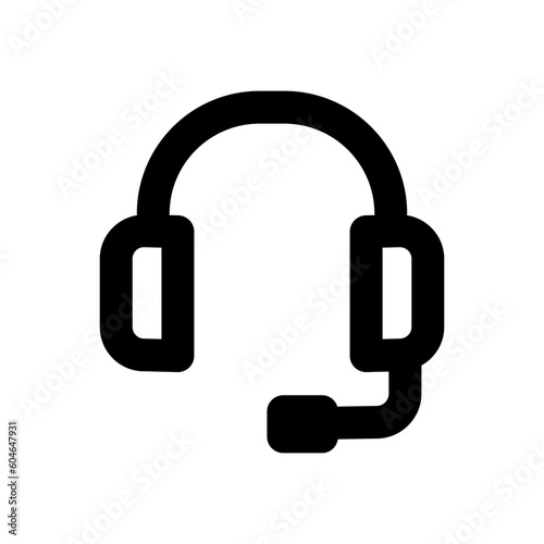 headphone icon, outline style, editable vector