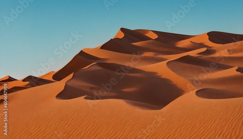 Sand dunes in desert landscape. Aerial view of the dunes. Beautiful sand dunes in the Sahara desert. Generative AI