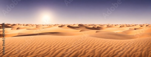 Sand dunes in desert landscape. Aerial view of the dunes. Beautiful sand dunes in the Sahara desert. Generative AI