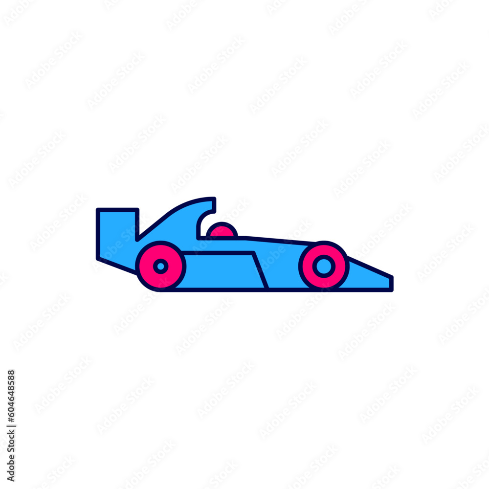 Fototapeta premium Filled outline Formula 1 racing car icon isolated on white background. Vector