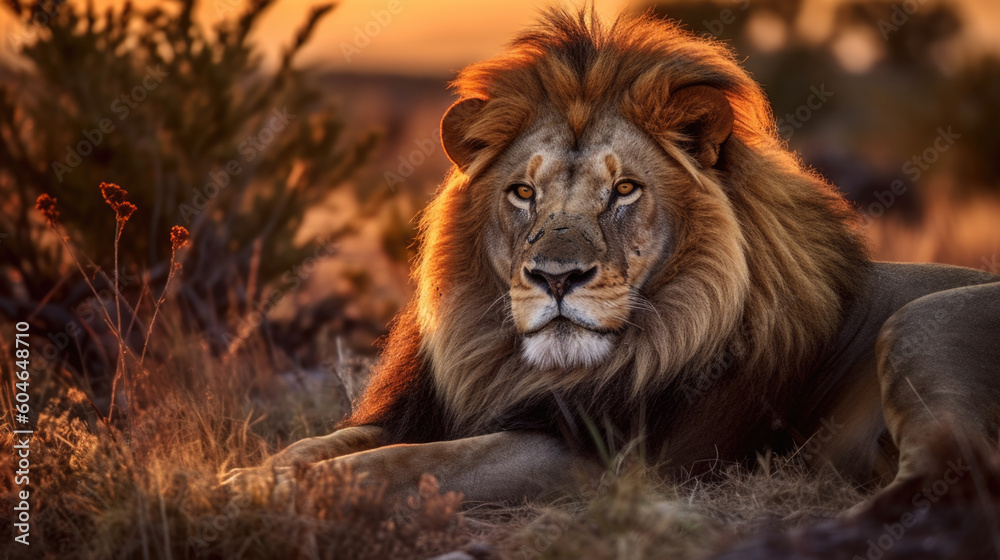 Lion, tête en gros plan