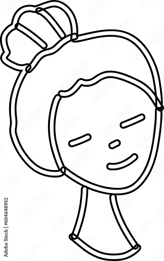 Female face line drawing for decoration.