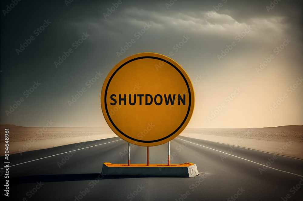 Government shutdown - road sign concept Government shutdown - road sign concept