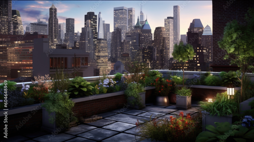 Fototapeta premium An eco-friendly city of the future. Skyscrapers are covered in greenery