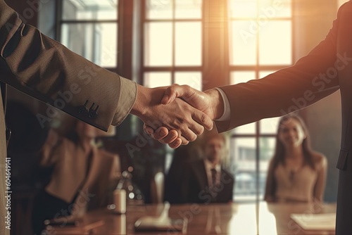 Business people shaking hands, finishing up a meeting   photo