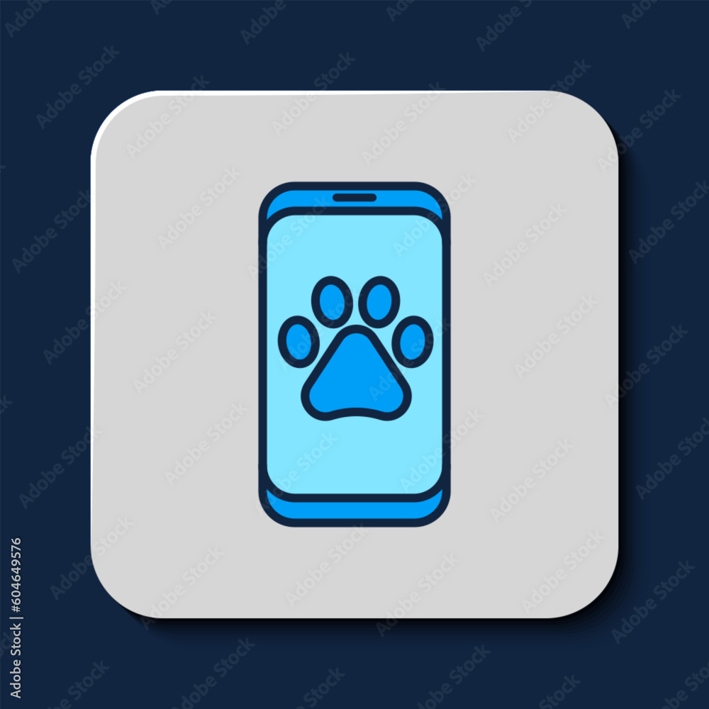 Filled outline Veterinary clinic symbol icon isolated on blue background. Cross hospital sign. A stylized paw print dog or cat. Pet First Aid sign. Vector Filled outline Veterinary clinic symbol icon isolated on blue background. Cross hospital sign. A stylized paw print dog or cat. Pet First Aid sign. Vector