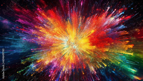 Explosive supernova illuminates vibrant star field in abstract celebration generated by AI