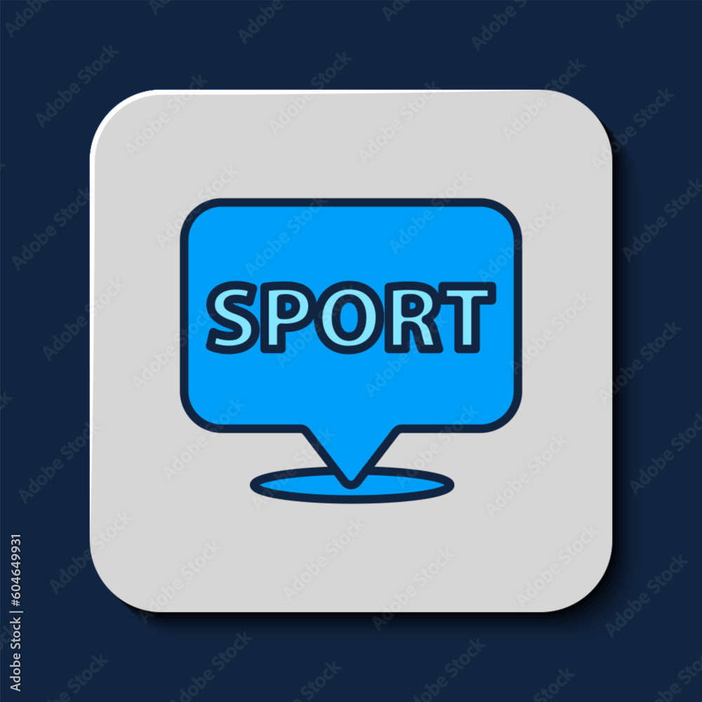 Filled outline Location gym icon isolated on blue background. Vector Filled outline Location gym icon isolated on blue background. Vector