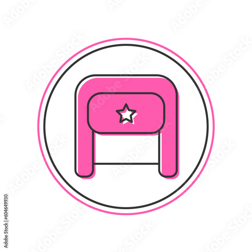 Filled outline Ushanka icon isolated on white background. Russian fur winter hat ushanka with star. Soviet Union uniform of KGB and NKVD. Vector