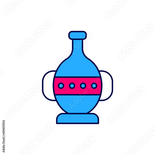 Filled outline Ancient amphorae icon isolated on white background. Vector