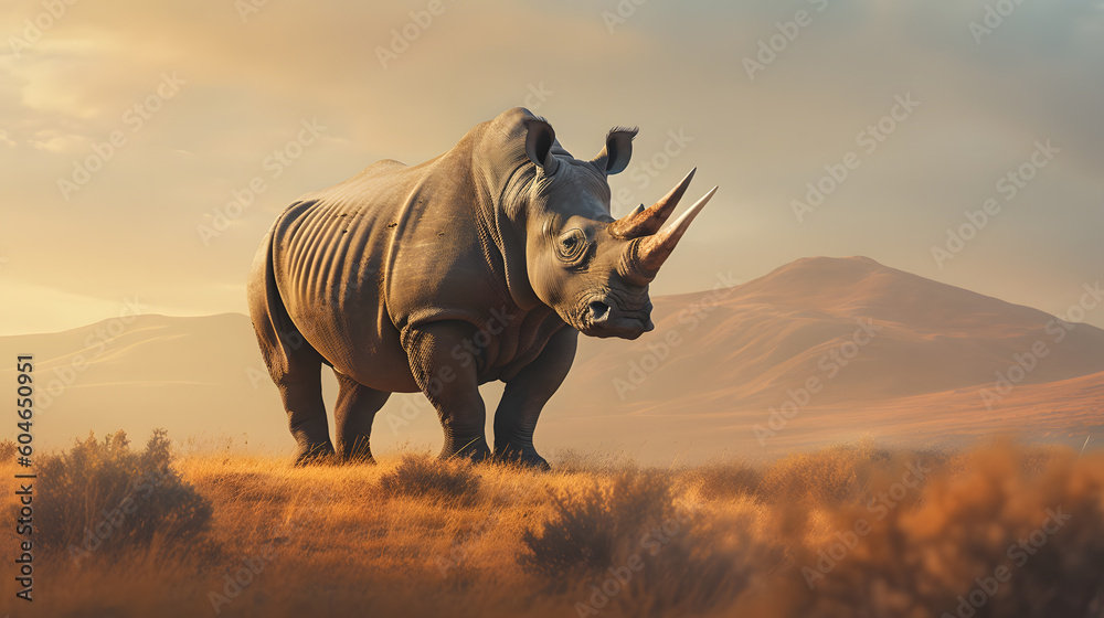 Fototapeta premium Animal Power - Creative and wonderfully colored at the evening in the steppe of africa that is as true to the original as possible and photo-like