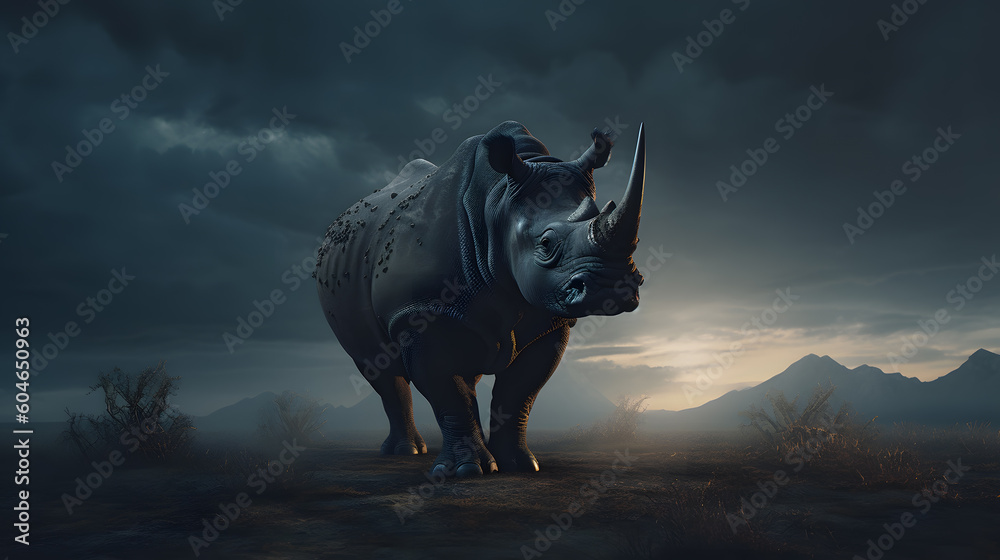 Fototapeta premium Animal Power - Creative and wonderfully colored at the evening in the steppe of africa that is as true to the original as possible and photo-like