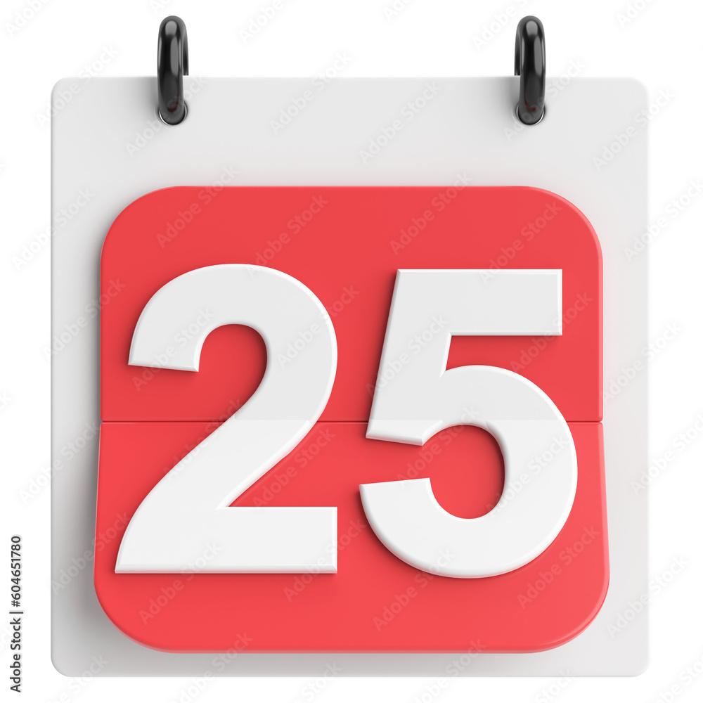 25th. Twenty-fifth day of month. Calendar. 3D illustration. 25th. Twenty-fifth day of month. Calendar. 3D illustration.