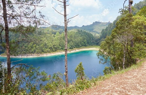 The stunning deep blue lakes of Montebello Lakes National Park in Chiapas, Mexico