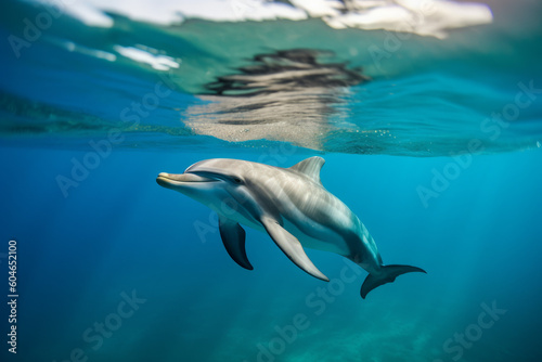 dolphin underwater in clear ocean  created with Generative AI Technology