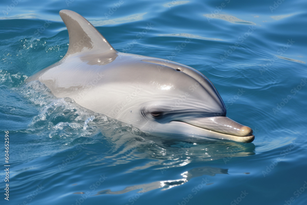 Naklejka premium dolphin over the water in clear ocean, created with Generative AI Technology
