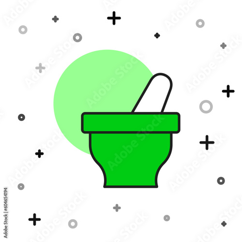 Filled outline Mortar and pestle icon isolated on white background. Vector