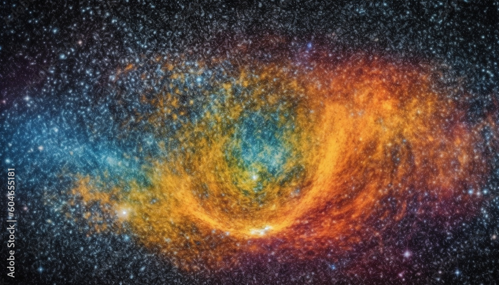 Supernova explosion illuminates star field in deep space, creating abstract patterns generated by AI