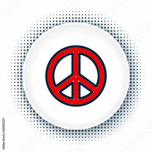 Line Peace icon isolated on white background. Hippie symbol of peace. Colorful outline concept. Vector