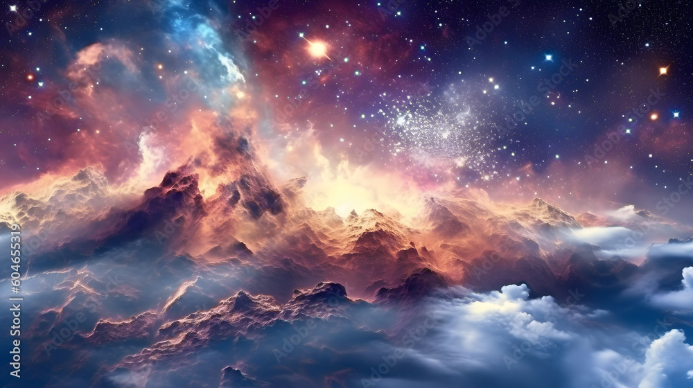 fascinating galaxy with gorgeaus endless cosmos landscapes with creations of nebulae and planets