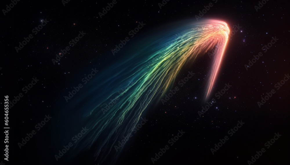 Obraz premium Vibrant colors illuminate deep space in abstract star field fractal generated by AI