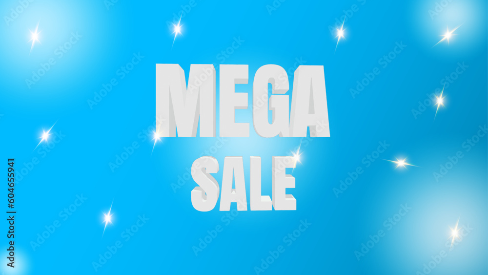 mega sale blue bg and white text