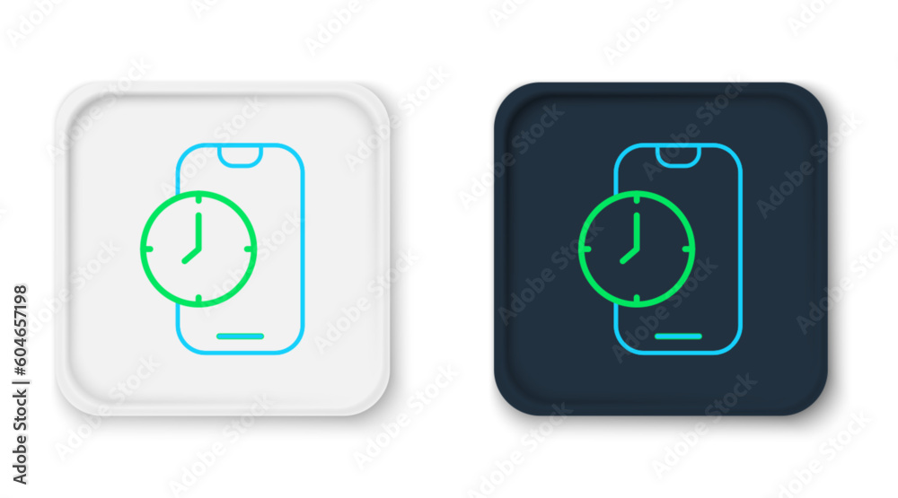 Line Alarm clock app smartphone interface icon isolated on white background. Colorful outline concept. Vector Line Alarm clock app smartphone interface icon isolated on white background. Colorful outline concept. Vector