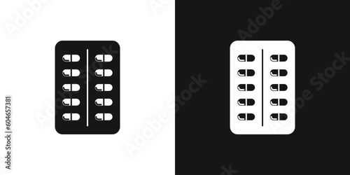 Healing pill vector icon. Blister pack with pills, tablets sign