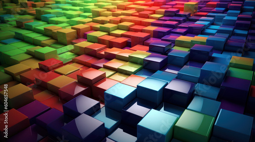 Abstract 3d background wallpaper with colorful cubes. Created with Generative AI Technology