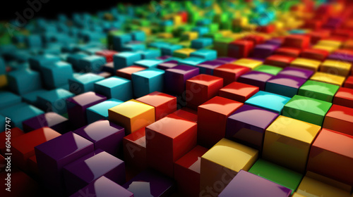 Abstract 3d background wallpaper with colorful cubes. Created with Generative AI Technology