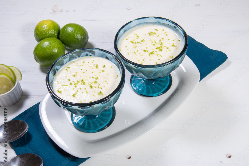 Delicious lemon mousse. Refreshing and tasty dessert Delicious lemon mousse. Refreshing and tasty dessert