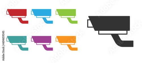 Black Security camera icon isolated on white background. Set icons colorful. Vector
