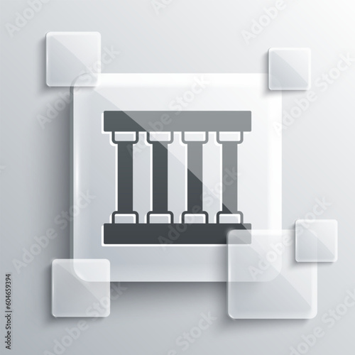 Grey Prison window icon isolated on grey background. Square glass panels. Vector