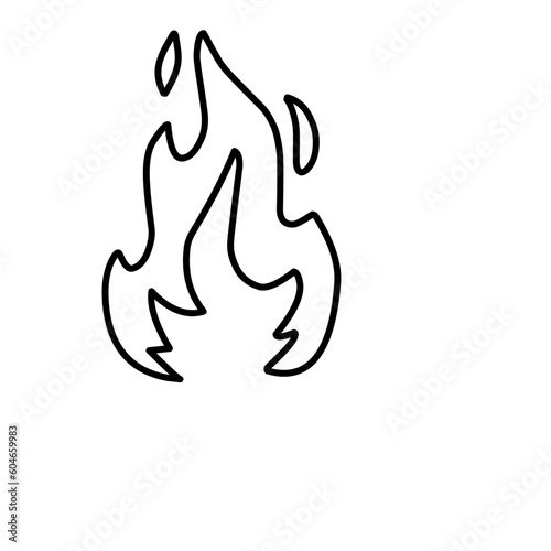 Фотография Fire and flames outline  icon Contour bonfire  linear flaming elements