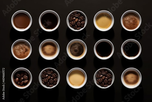 Generative AI collection a coffee top view Food Photography