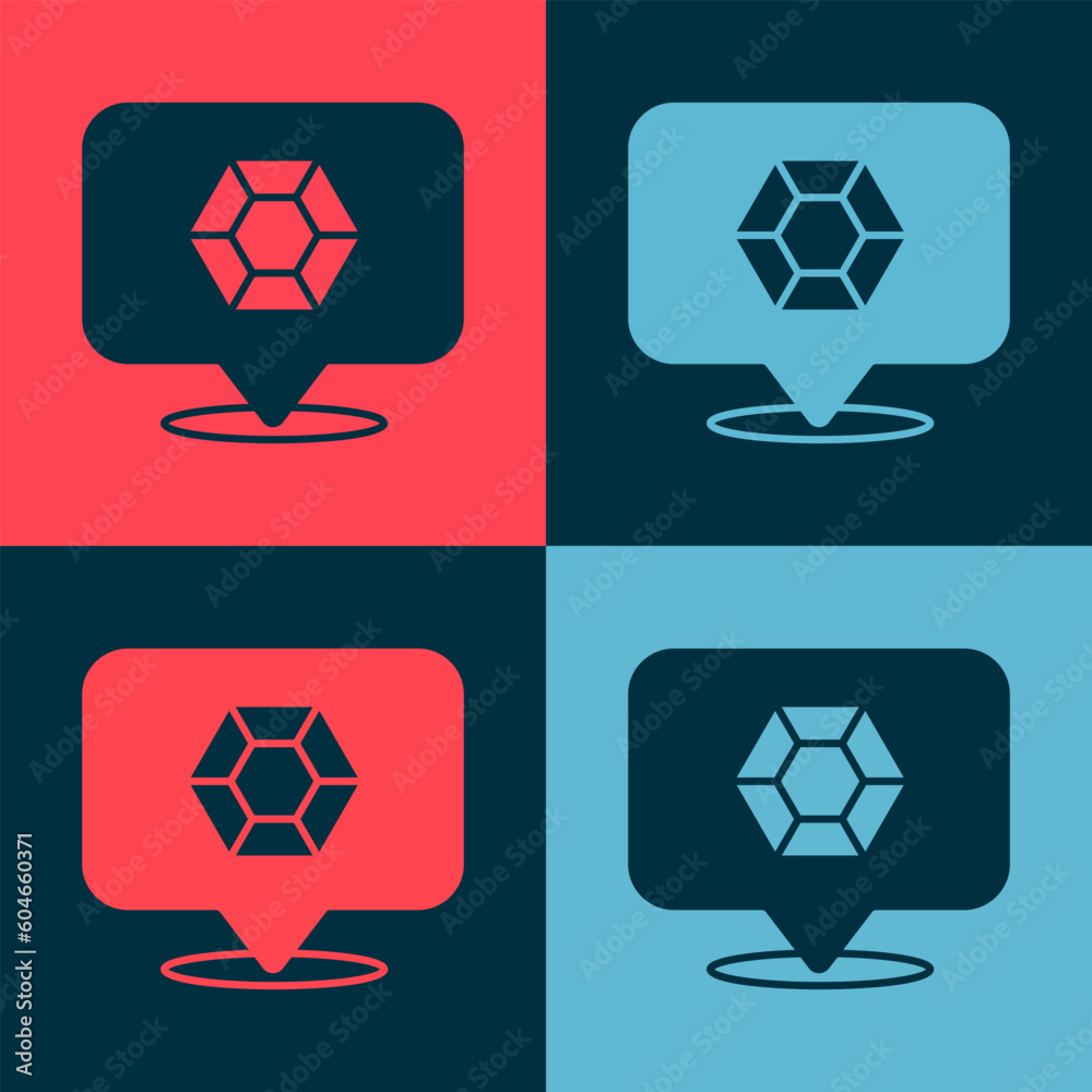 Pop art Gem stone icon isolated on color background. Jewelry symbol. Diamond. Vector Pop art Gem stone icon isolated on color background. Jewelry symbol. Diamond. Vector