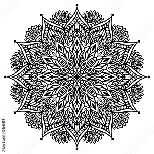 Flower Mandala. Vintage decorative elements. Oriental pattern, vector illustration. Islam, Arabic, Indian, Moroccan, Spain, Turkish, Pakistan, Chinese, mystic, ottoman motifs. Coloring book page.