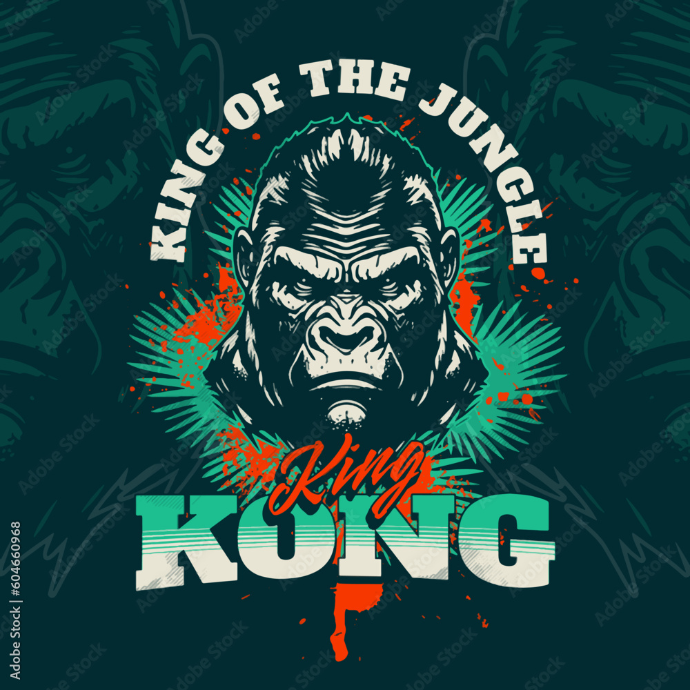 King Kong King Of The Jungle Vector Art Illustration and Graphic
